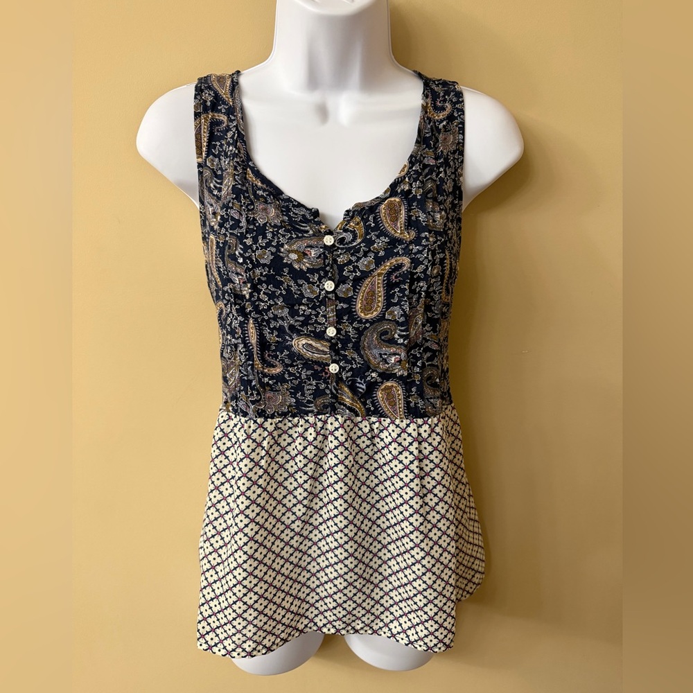 Hem & Thread Size M Paisley Peplum Top Blouse